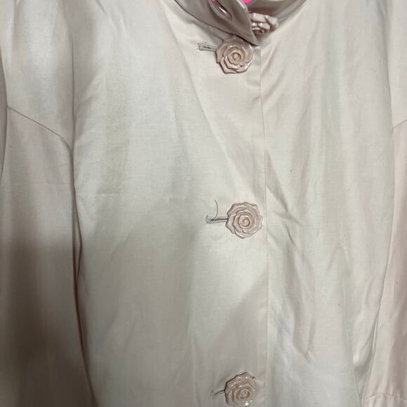 Betsy Johnson blush pink rose button trench coat sz 3X - Picture 8 of 8